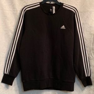 adidas 3 stripe black crew neck sweatshirt